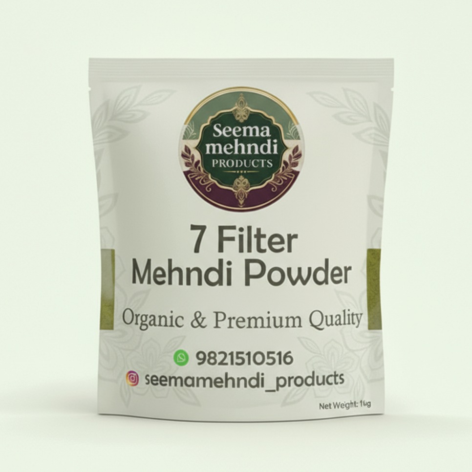 Premium 7 Filter Mehndi Powder for Dark & Long-Lasting Color